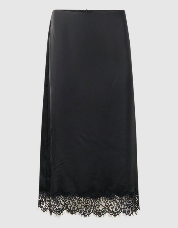 Kante Satin Maxi Rock Schwarz SHOEBY WOMEN