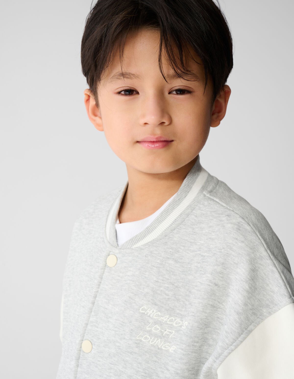 Varsity Bomber Sweatjacke Hellgrau SHOEBY BOYS