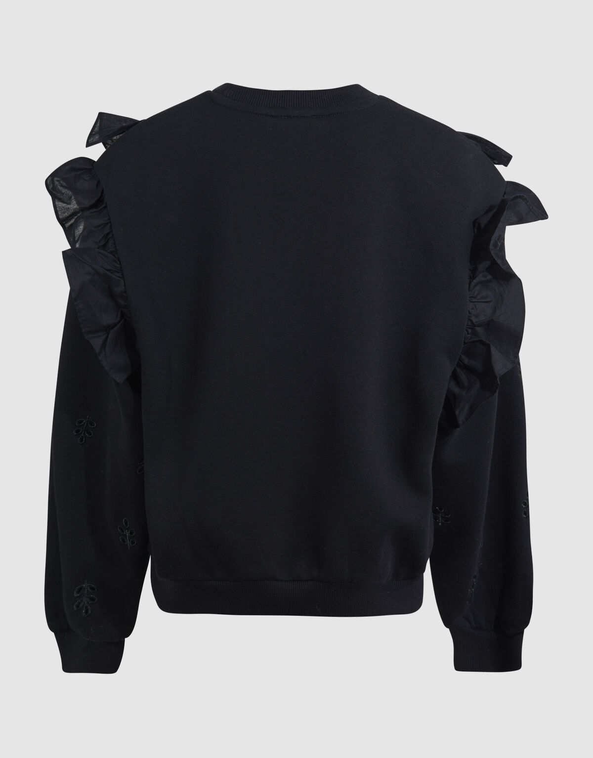 Pullover mit R&uuml;schenstickerei Schwarz SHOEBY GIRLS