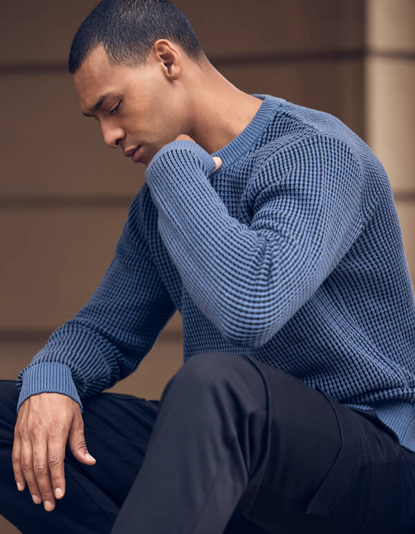 Geflochtener Strickpullover Blau SHOEBY MEN