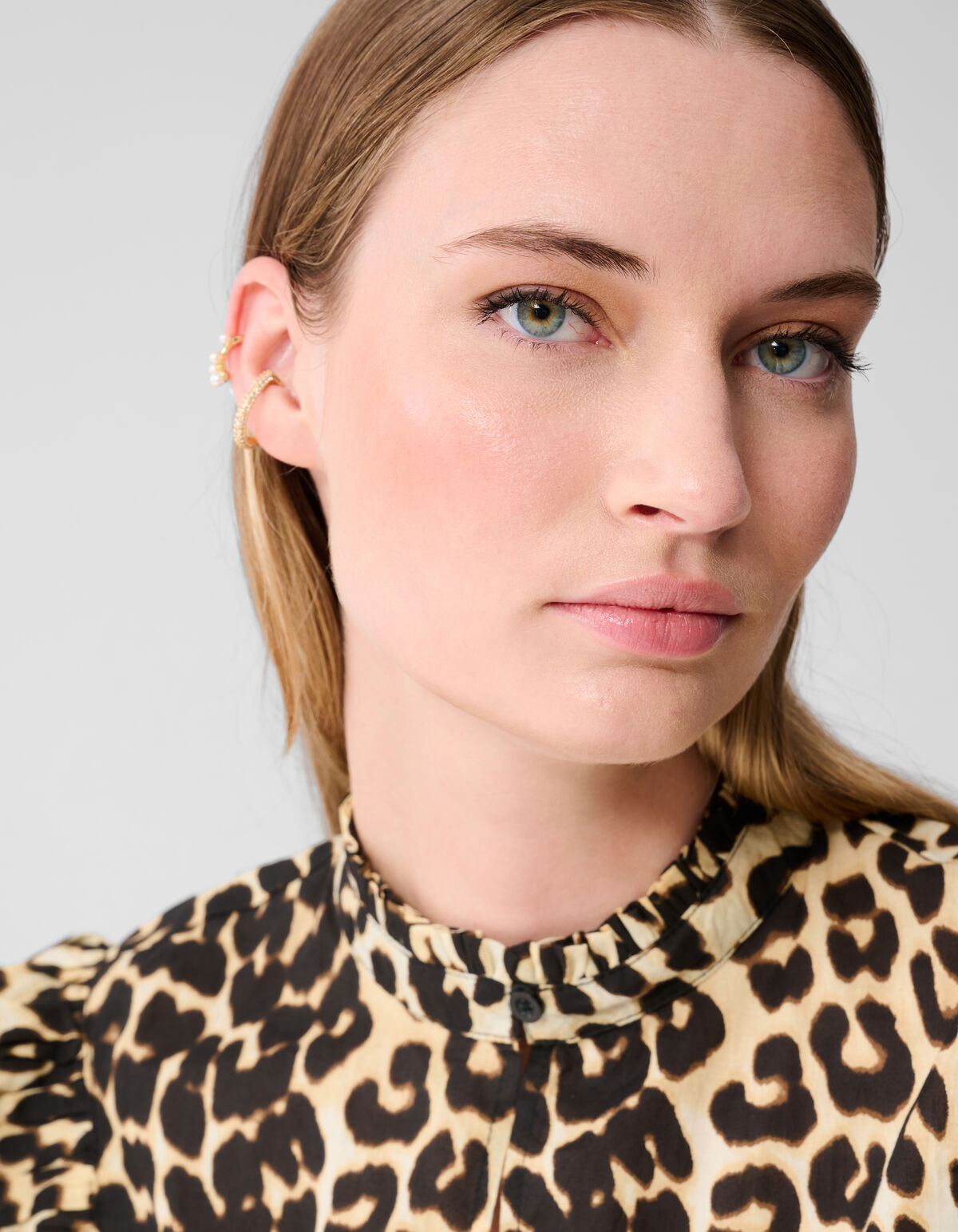 Leopard Ruffle Top Braun SHOEBY WOMEN