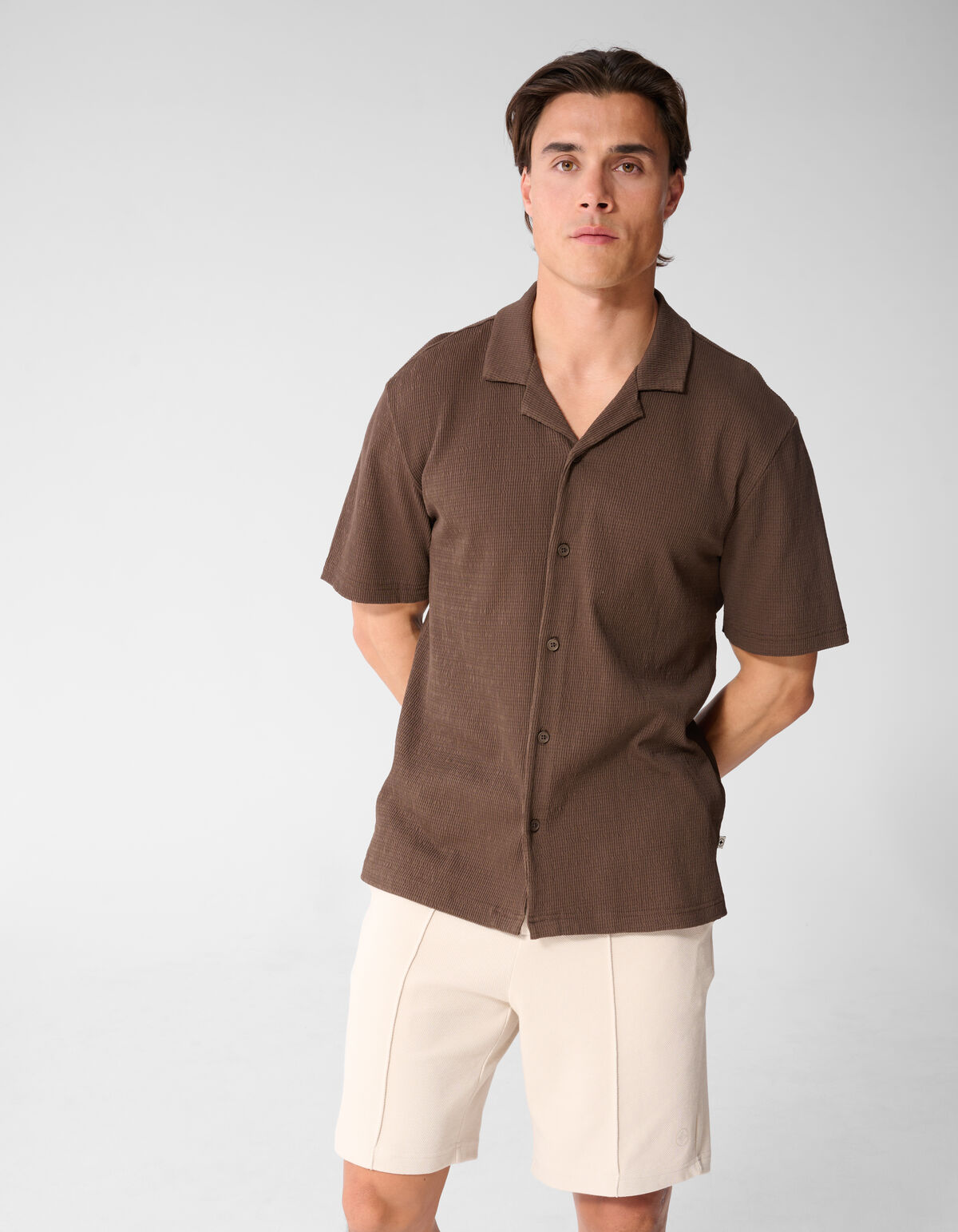 Structuur Overshirt Donkerbruin SHOEBY MEN