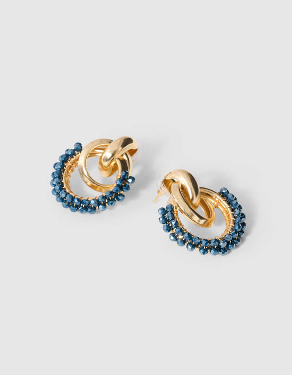 Perlenohrringe Gold/Blau SHOEBY ACCESSOIRES