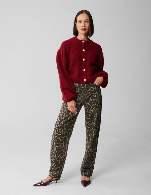 Teddy Strickweste Dunkelrot SHOEBY WOMEN