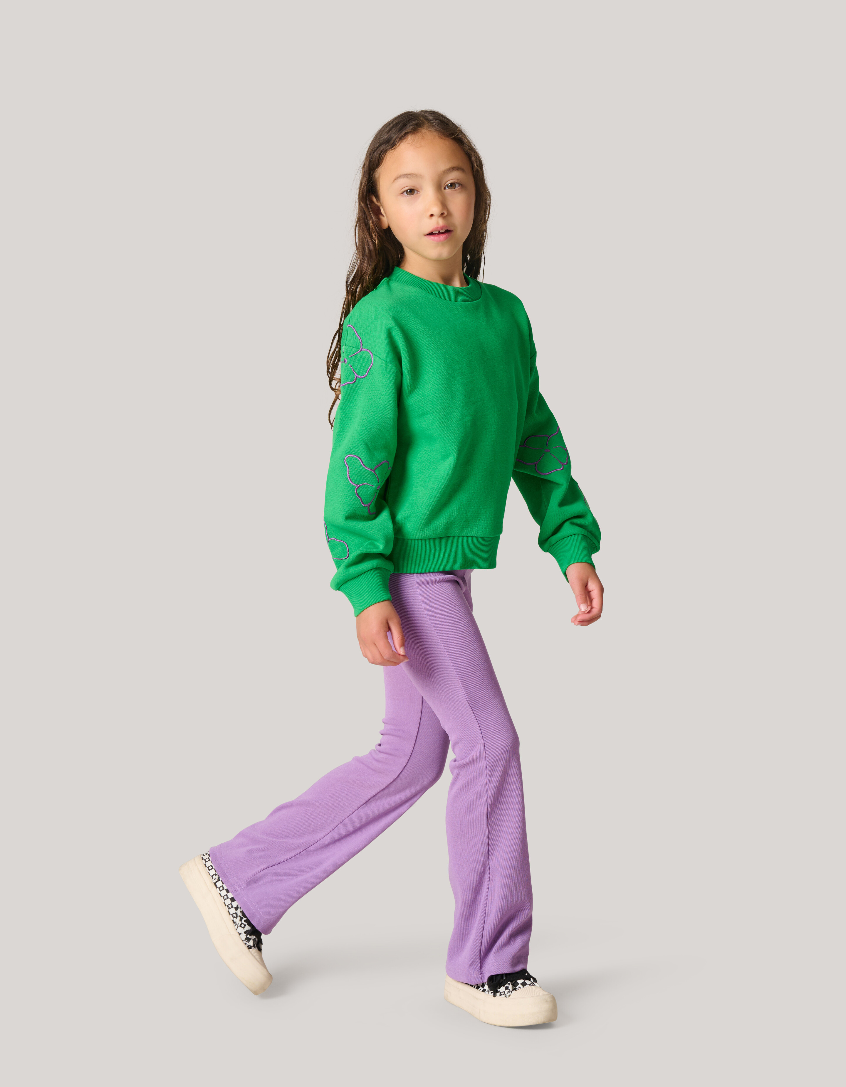 Embroidery Sweater Donkergroen SHOEBY GIRLS