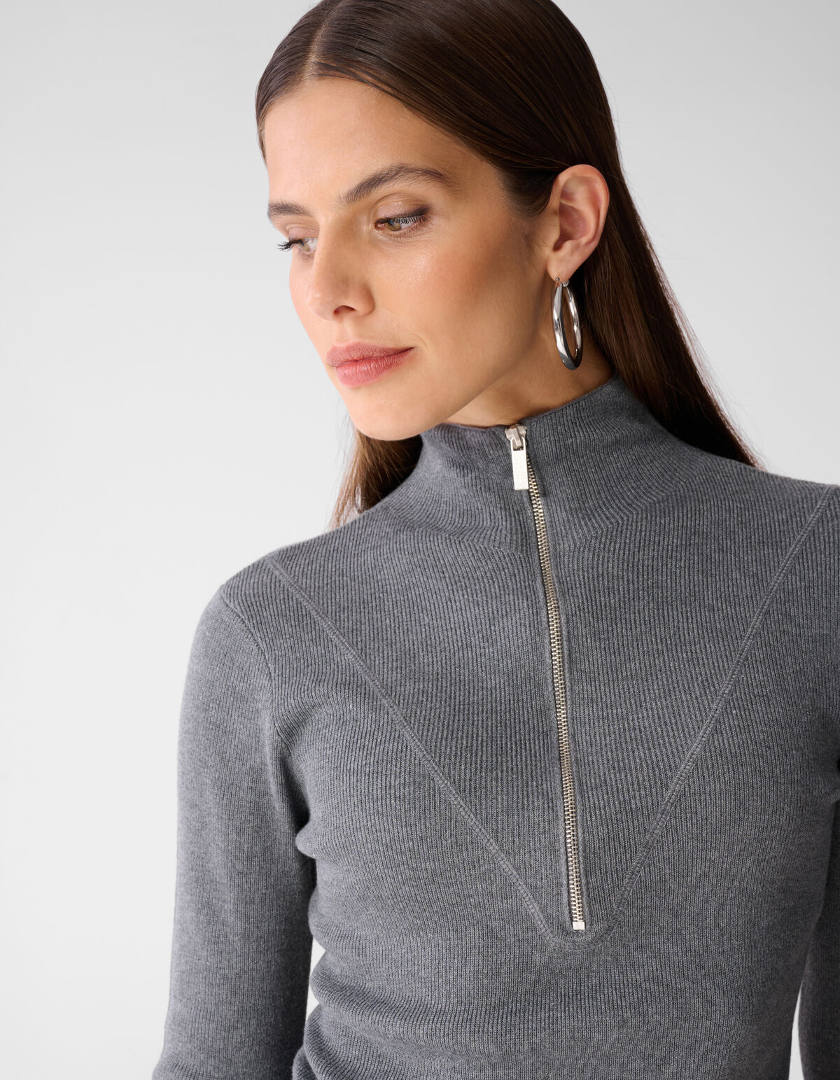 Ski-Pullover mit halbem Rei&szlig;verschluss grau SHOEBY WOMEN