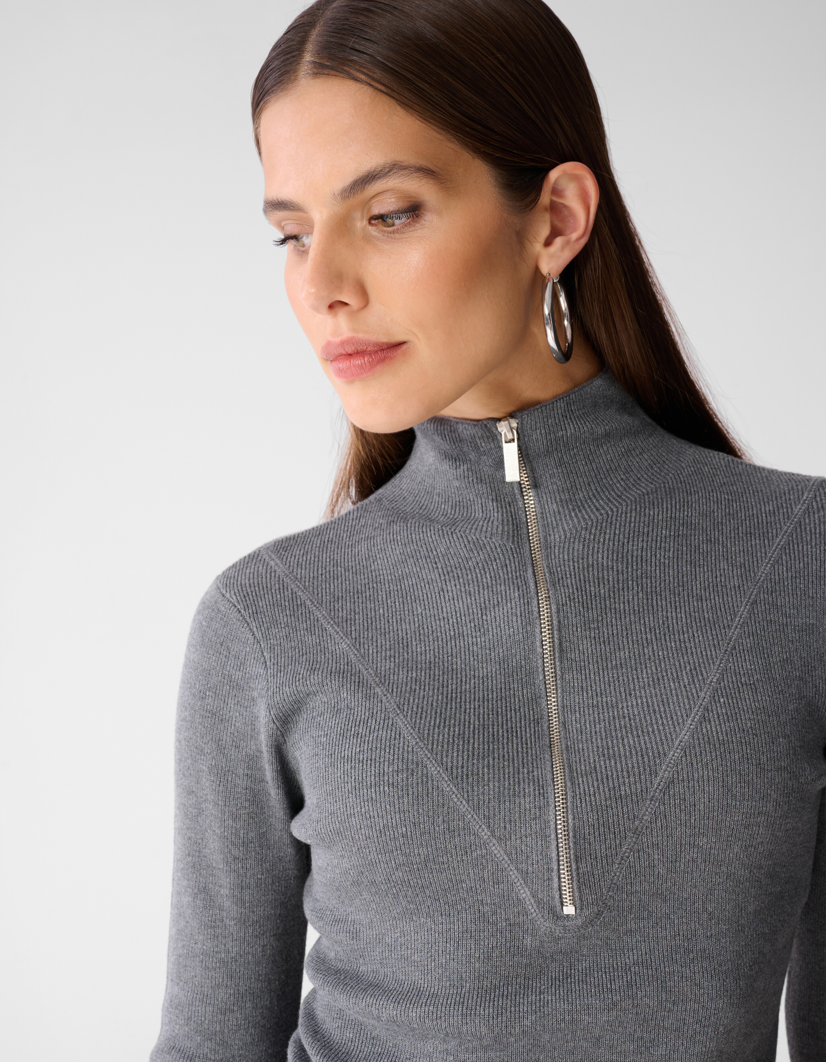 Ski-Pullover mit halbem Rei&szlig;verschluss grau SHOEBY WOMEN