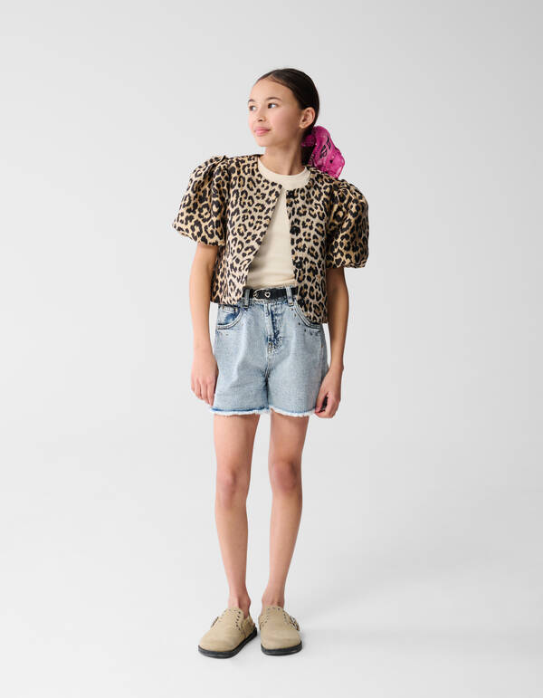 Leopard Puff&auml;rmel Blazer Hellbraun SHOEBY GIRLS