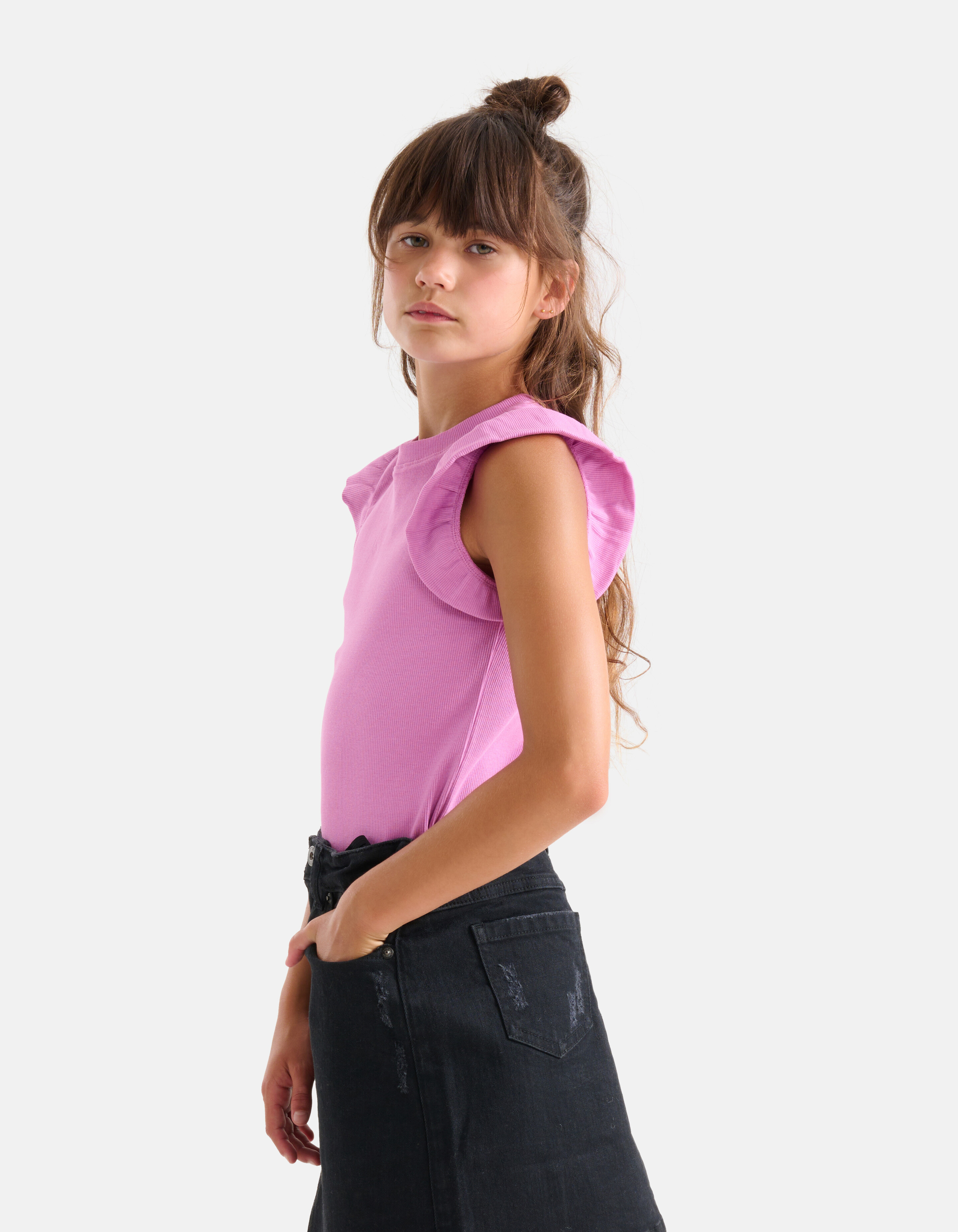 Ruffle Rib Top Lila SHOEBY GIRLS