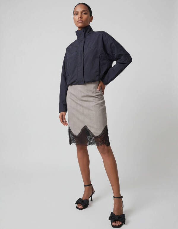Kanten Rauten Midi Rock Hellgrau SHOEBY WOMEN
