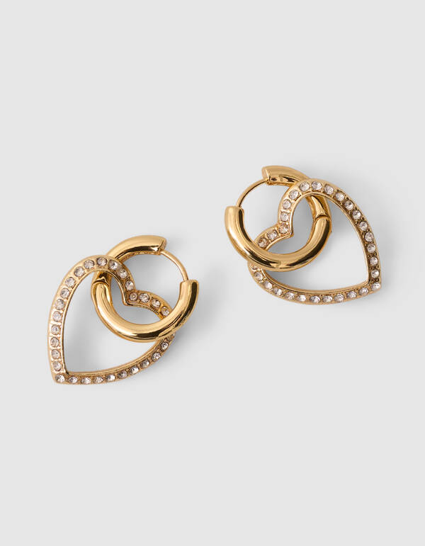 Strass-Herz-Creolen Ohrringe Gold SHOEBY ACCESSOIRES