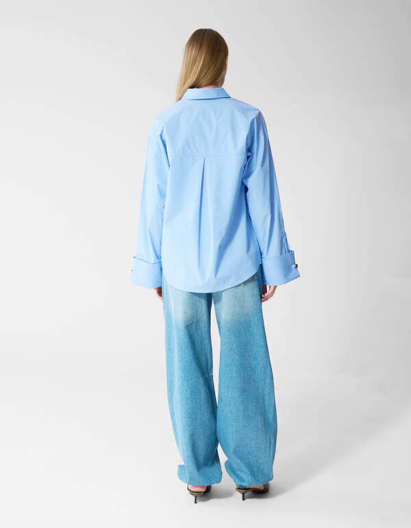 Oversized Ring Cuff Bluse Hellblau SHOEBY WOMEN