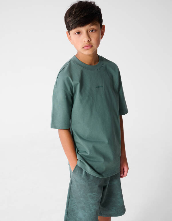 Minimal Text T-Shirt Gr&uuml;n SHOEBY BOYS