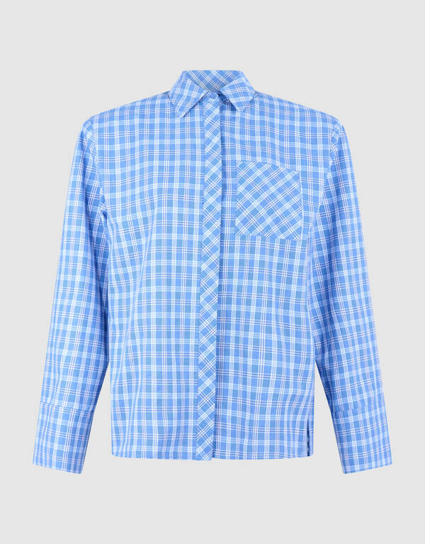 Karierte Bow-Bluse Blau SHOEBY WOMEN