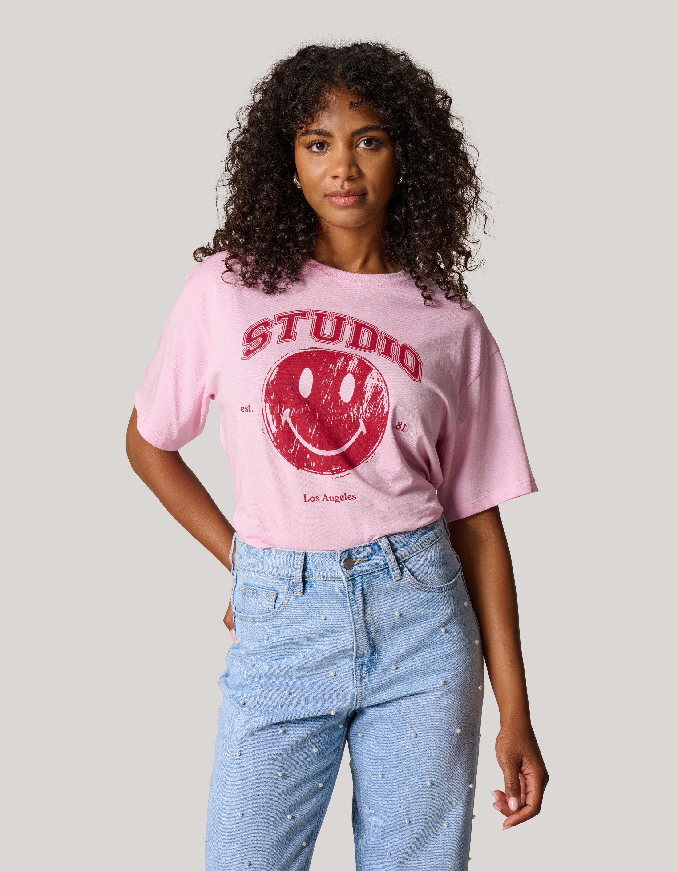 Smiley Kunstwerk T-shirt Rosa SHOEBY WOMEN