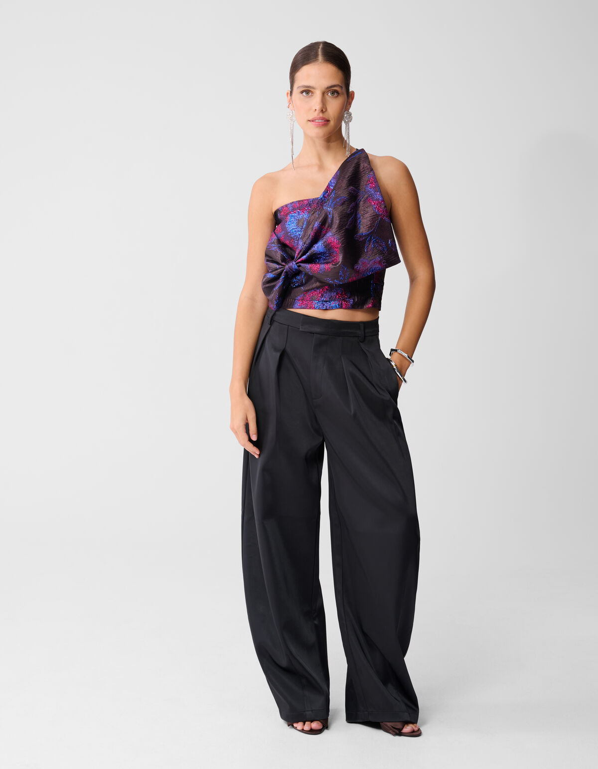 Jacquard-Stricktop Lila/Schwarz SHOEBY WOMEN