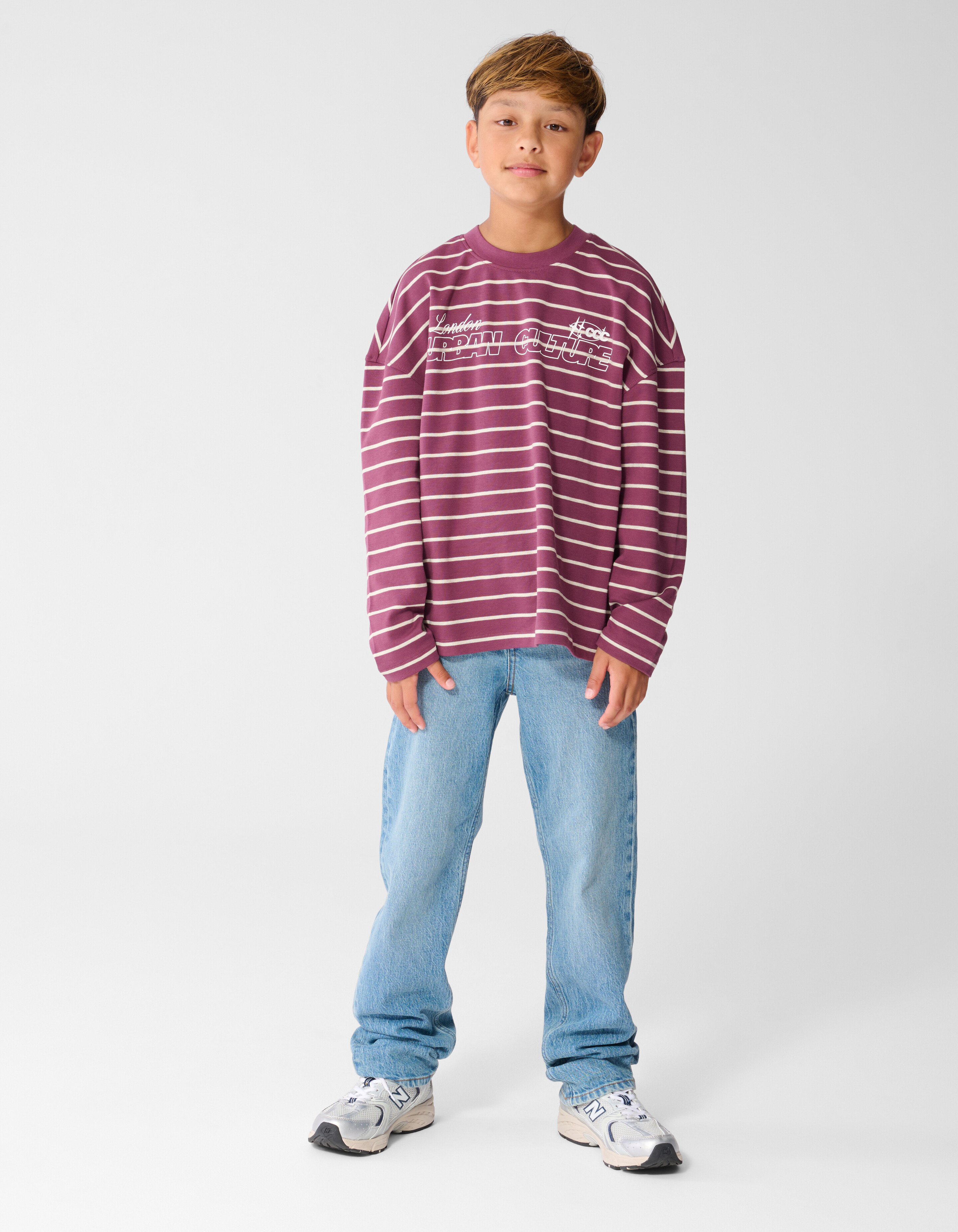 London gestreiftes Langarmshirt Dunkelrot SHOEBY BOYS