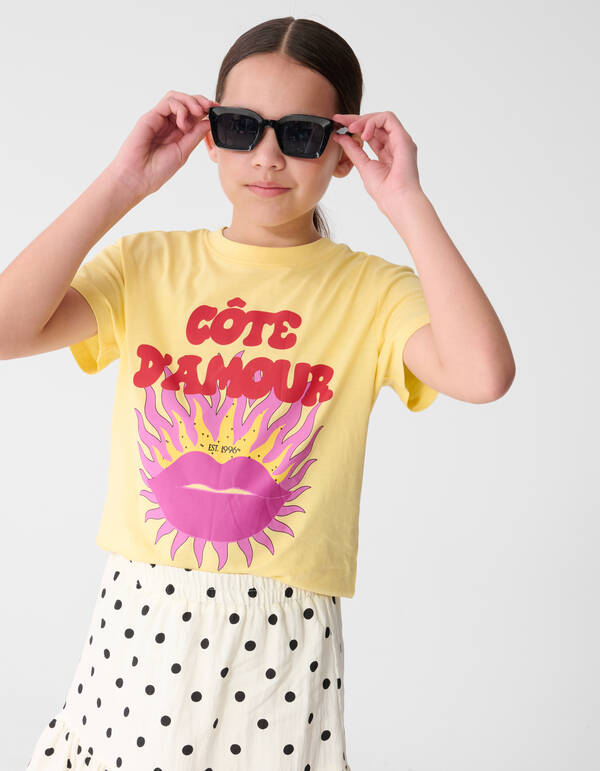 C&ocirc;te D'amour Kunstwerk T-Shirt Gelb SHOEBY GIRLS