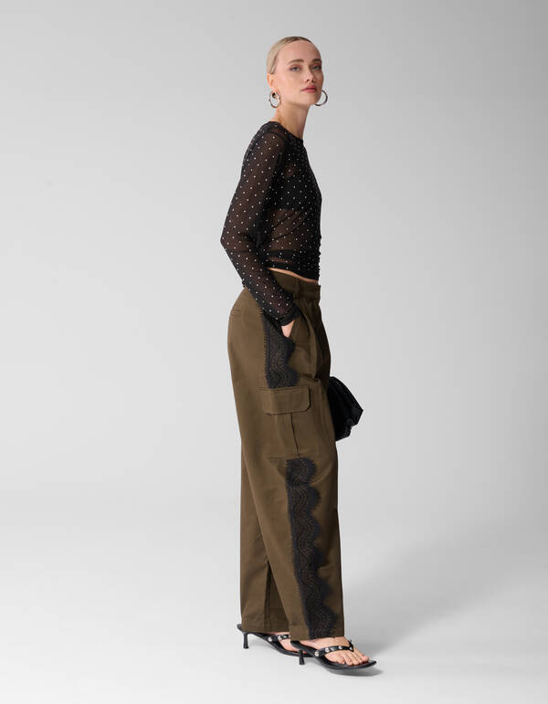 Cargohose mit Schn&uuml;rung Dunkelbraun SHOEBY WOMEN