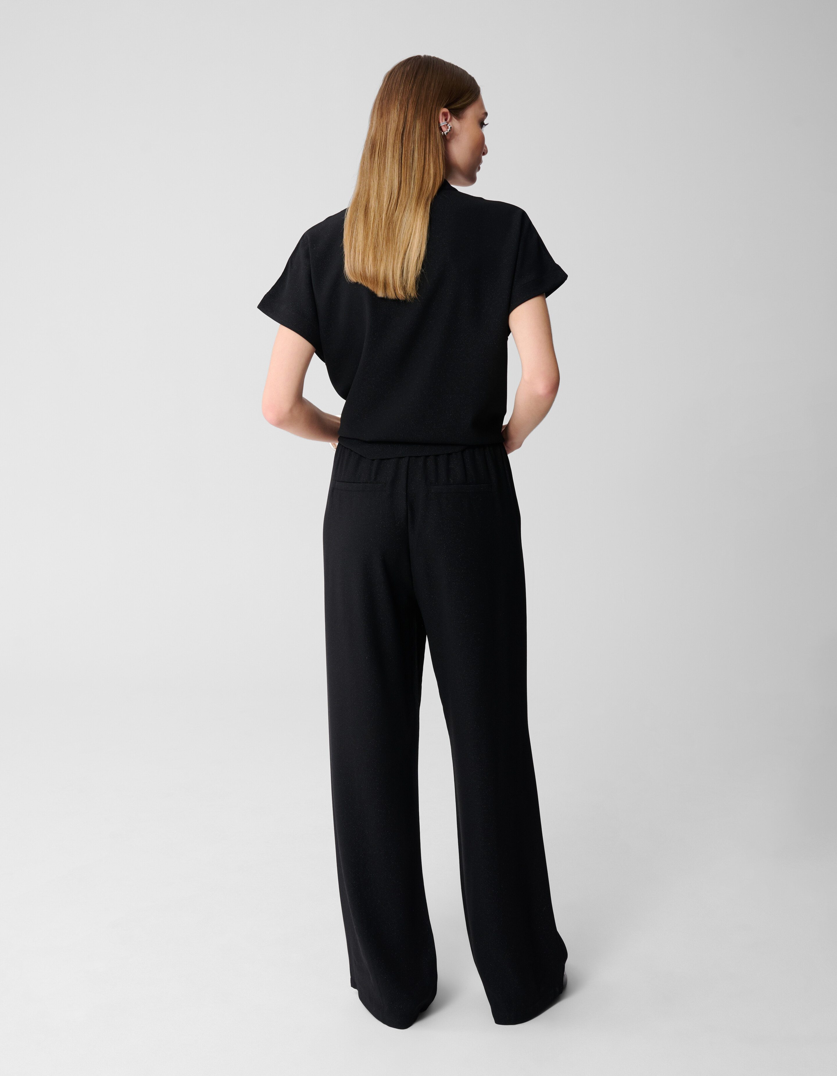 Schwarzer Glitzer-Hose mit weitem Bein SHOEBY WOMEN