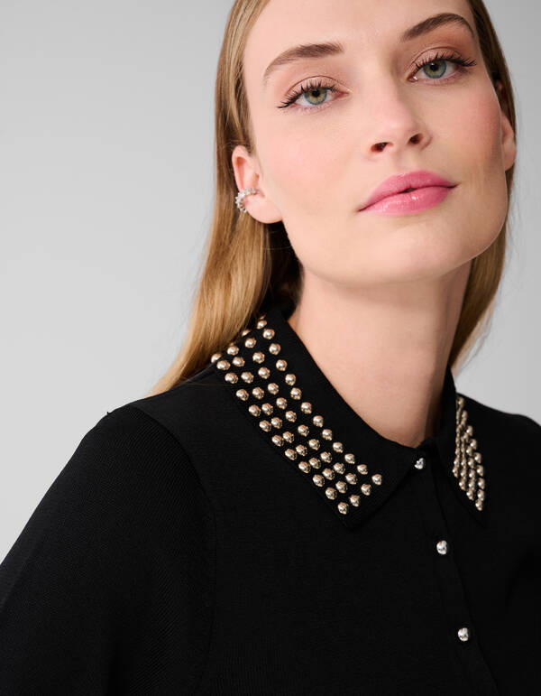 Poloshirt mit Strass-Strick Schwarz SHOEBY WOMEN