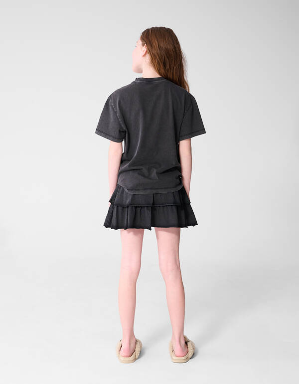 Gewerkelter R&uuml;schen-Minirock Dunkelgrau SHOEBY GIRLS