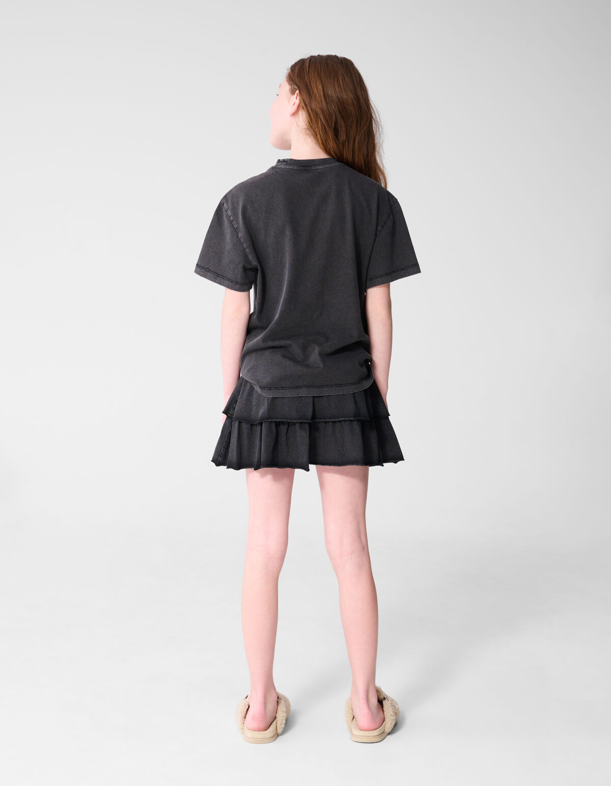 Gewerkelter R&uuml;schen-Minirock Dunkelgrau SHOEBY GIRLS