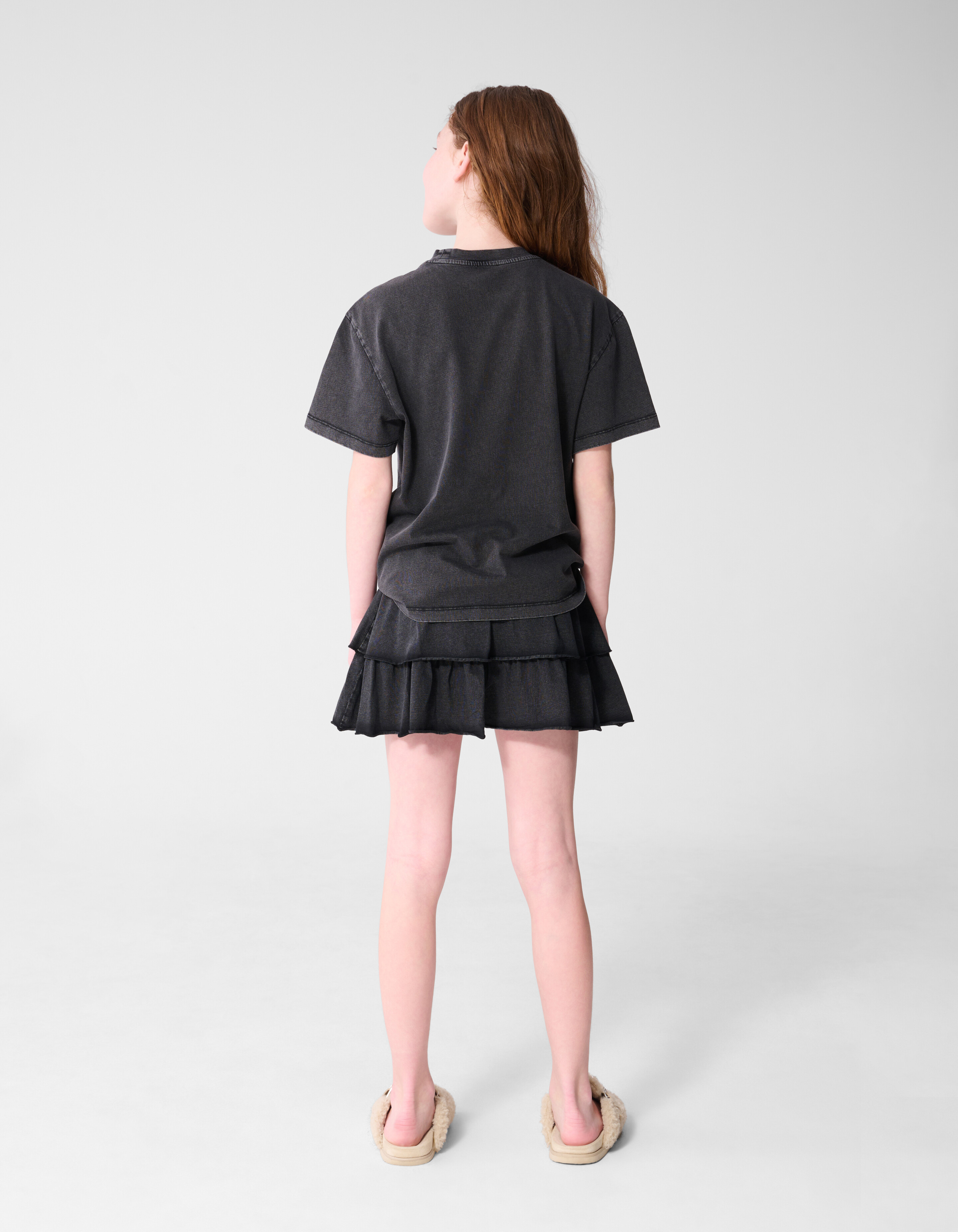 Gewerkelter R&uuml;schen-Minirock Dunkelgrau SHOEBY GIRLS