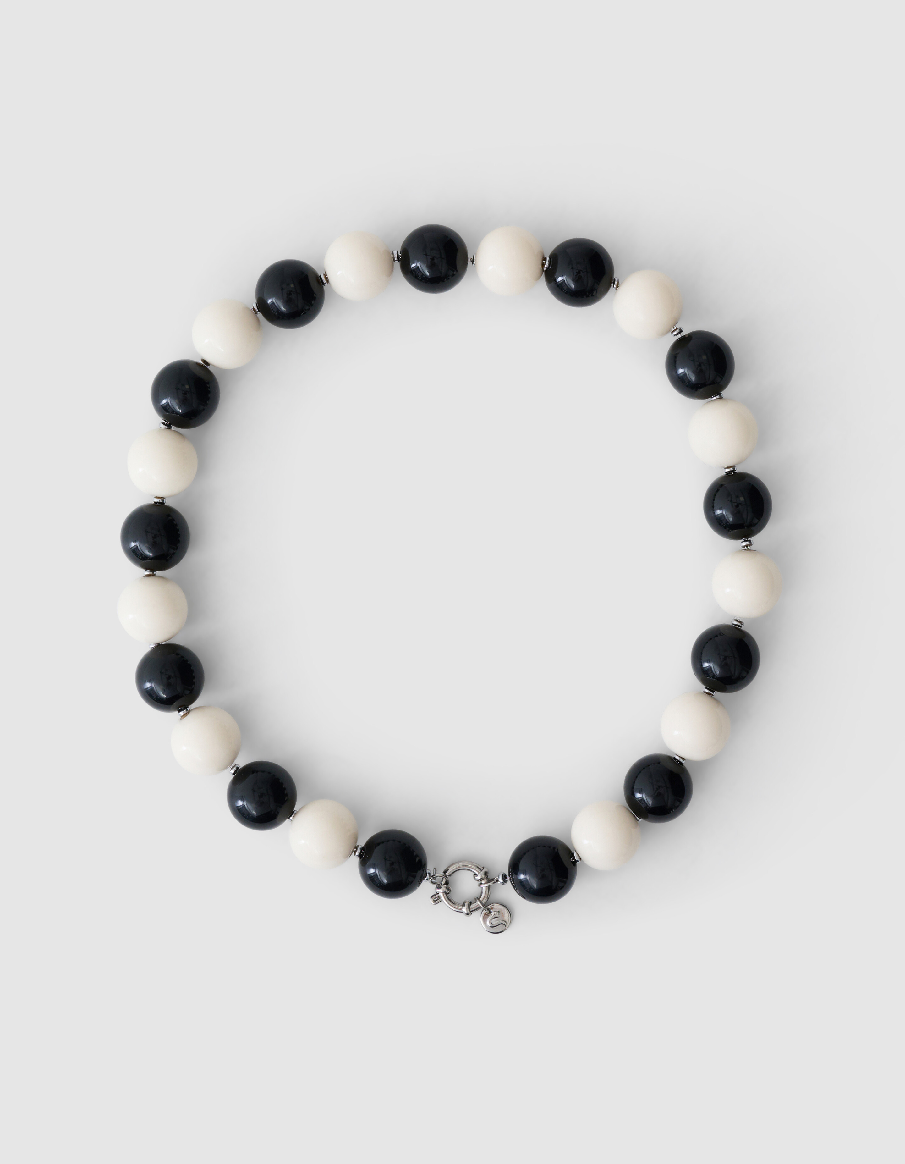 Runde Perlenkette Schwarz/Wei&szlig; SHOEBY ACCESSOIRES
