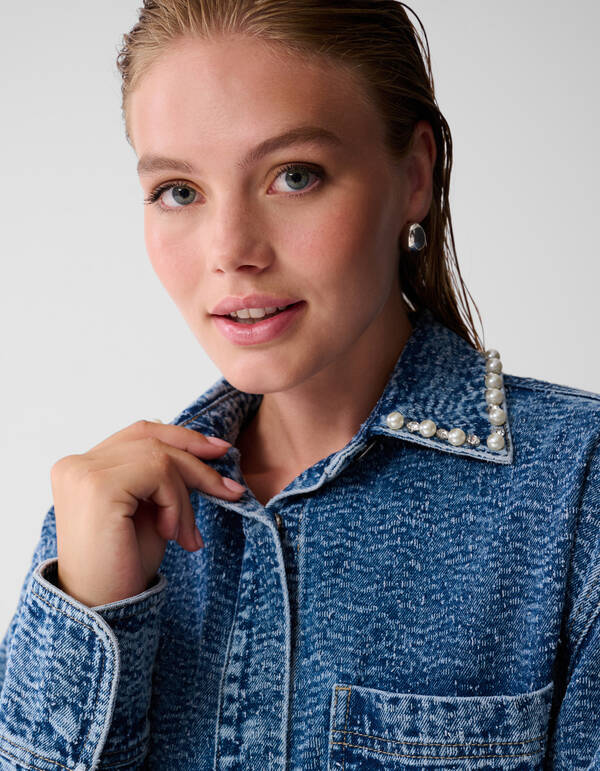 Strukturierte Jeansbluse Blau SHOEBY WOMEN