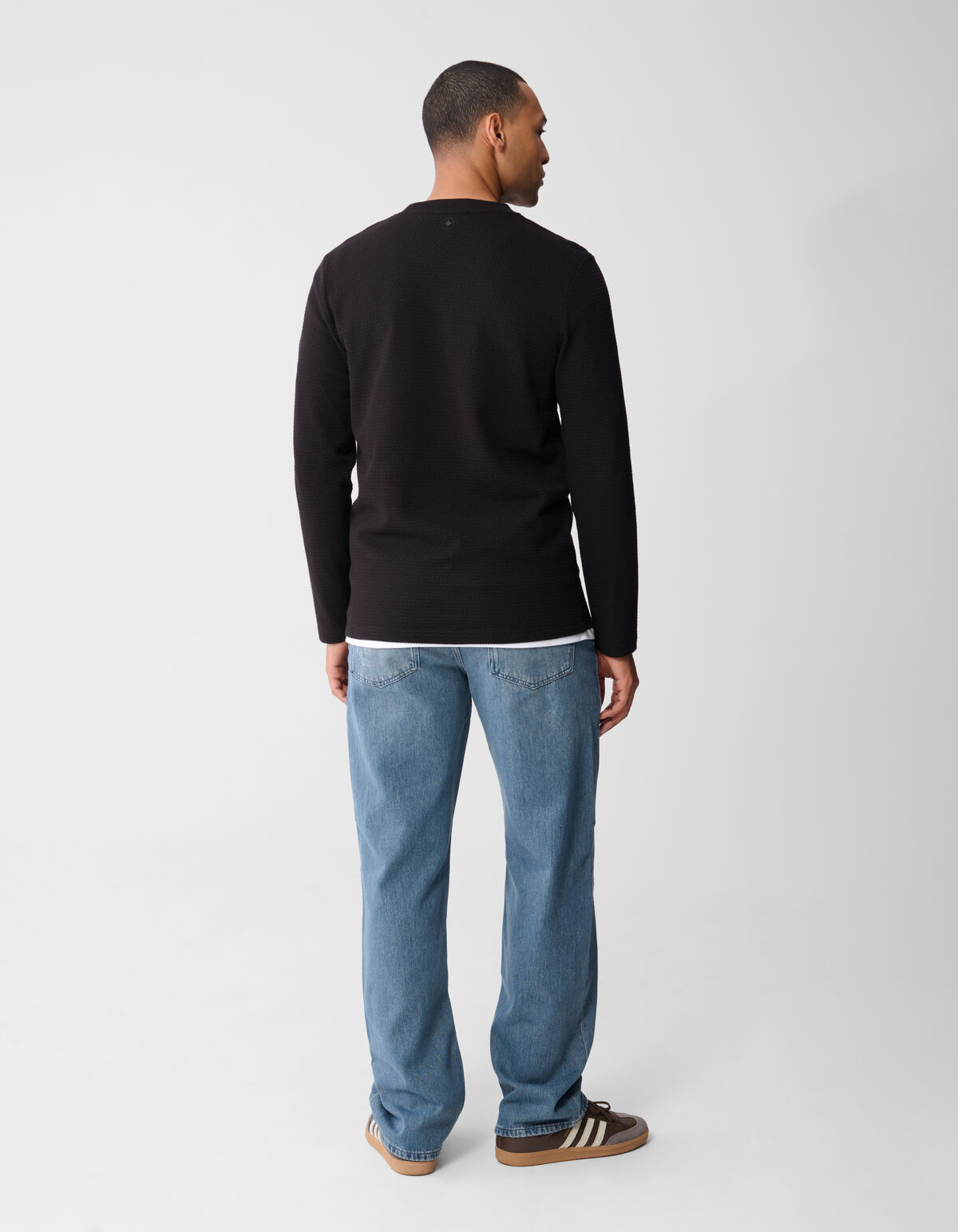 Structure Langarm T-Shirt Dunkelbraun SHOEBY MEN