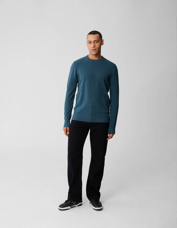 Strukturierter Strickpullover Dunkelgr&uuml;n SHOEBY MEN