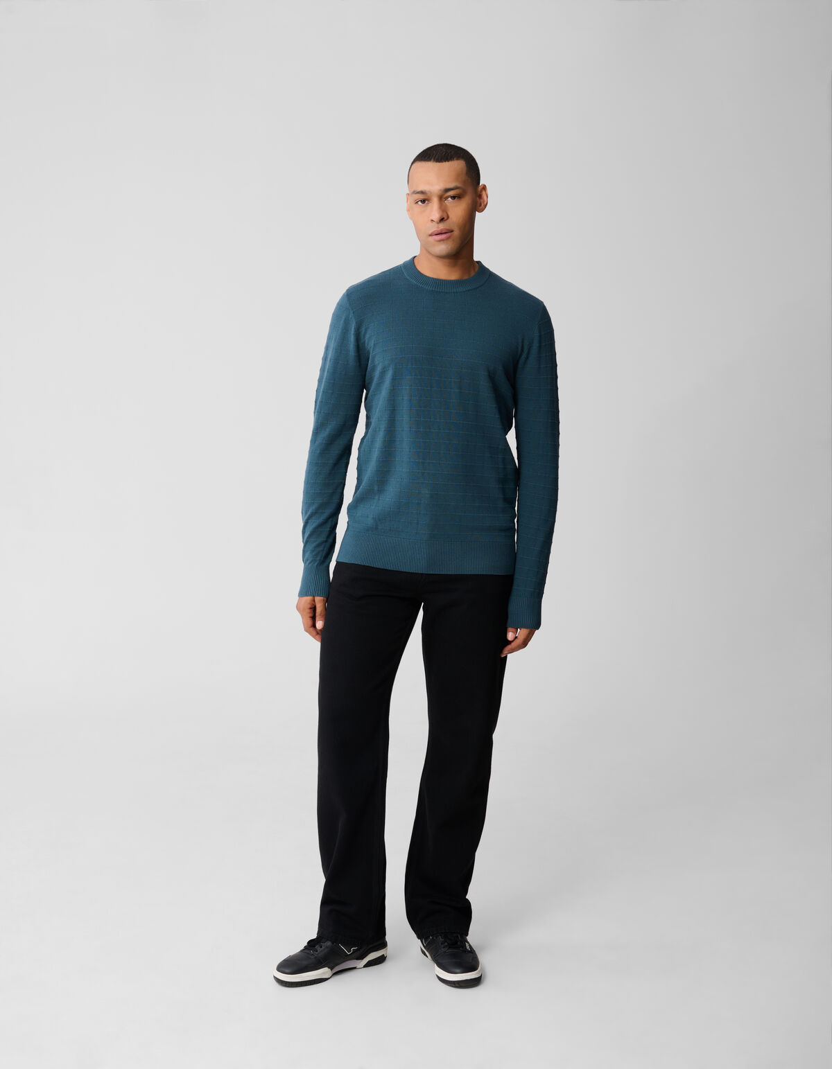 Strukturierter Strickpullover Dunkelgr&uuml;n SHOEBY MEN