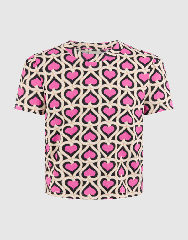 Rippen-Top mit Herzmotiv Rosa SHOEBY GIRLS
