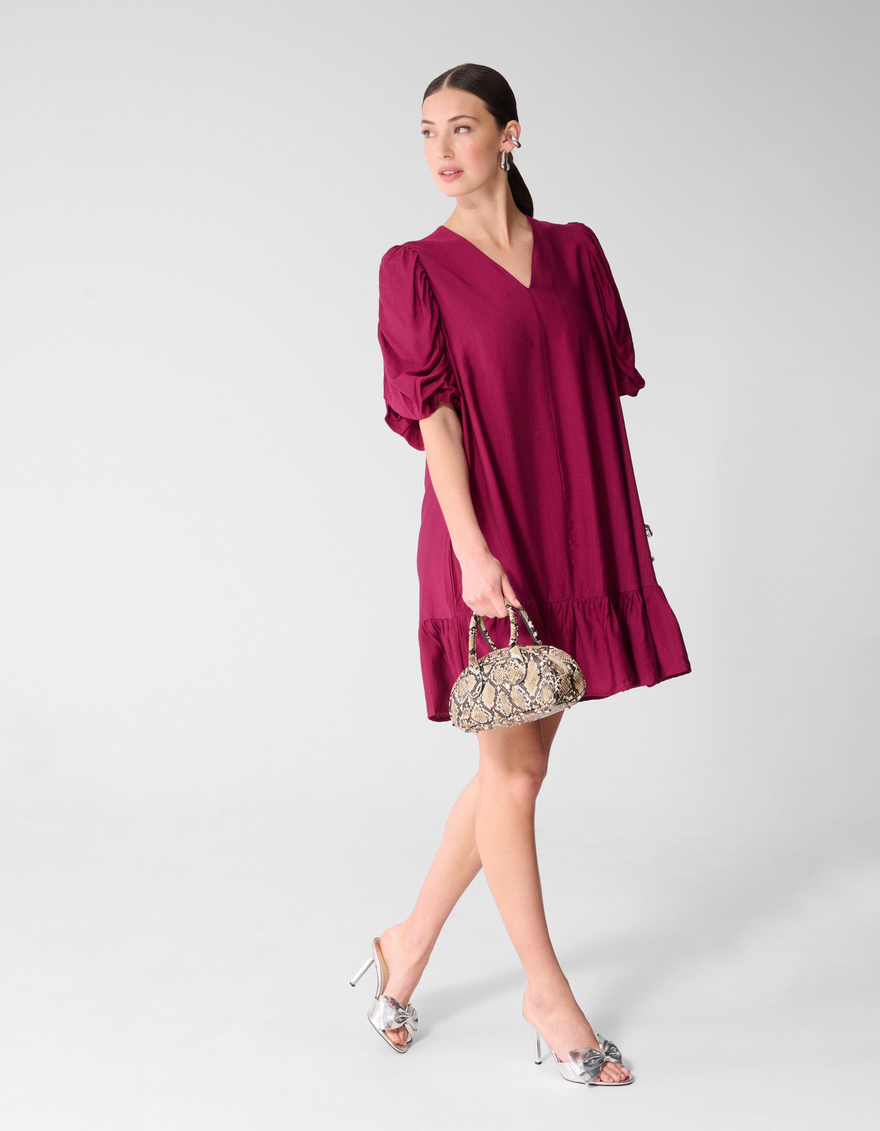 Mini-Kleid mit Puff&auml;rmeln Lila SHOEBY WOMEN