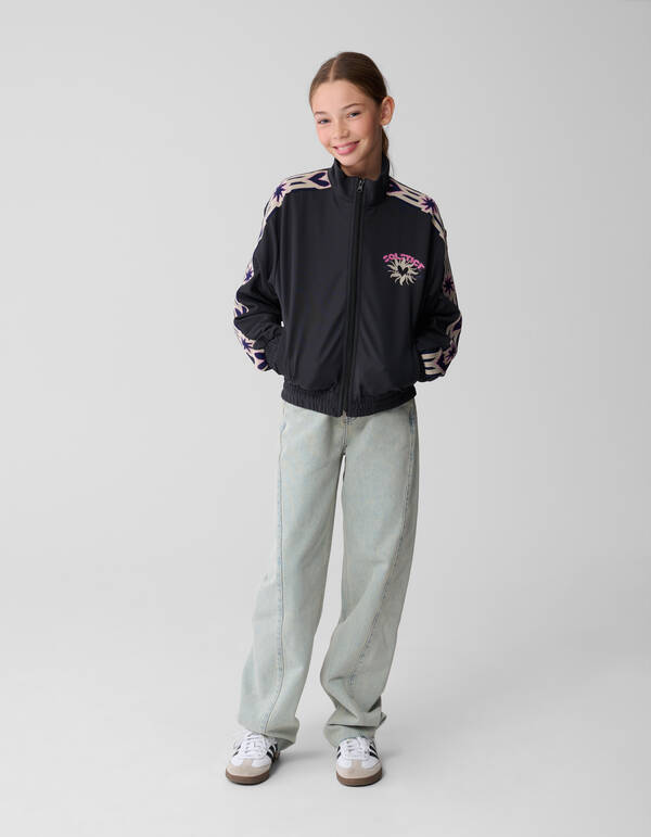 Jacke mit Rei&szlig;verschluss und Herzband in Dunkelgra SHOEBY GIRLS