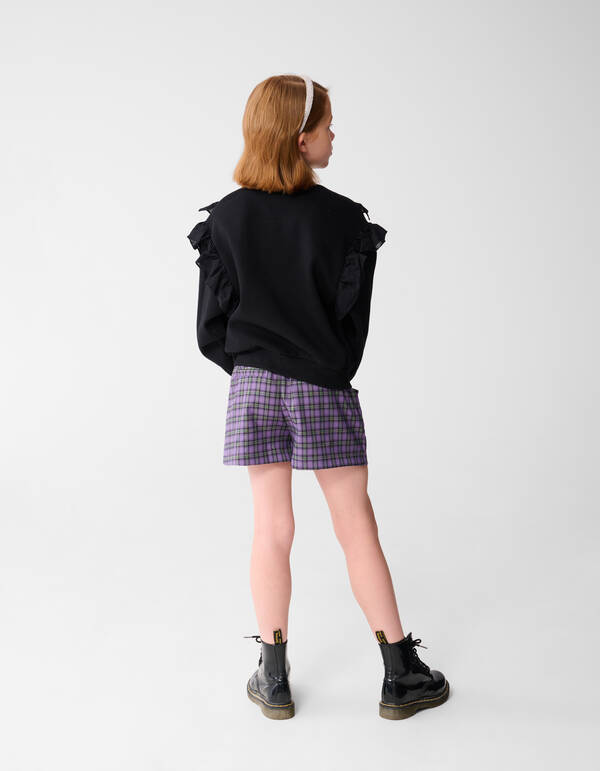 Pullover mit R&uuml;schenstickerei Schwarz SHOEBY GIRLS