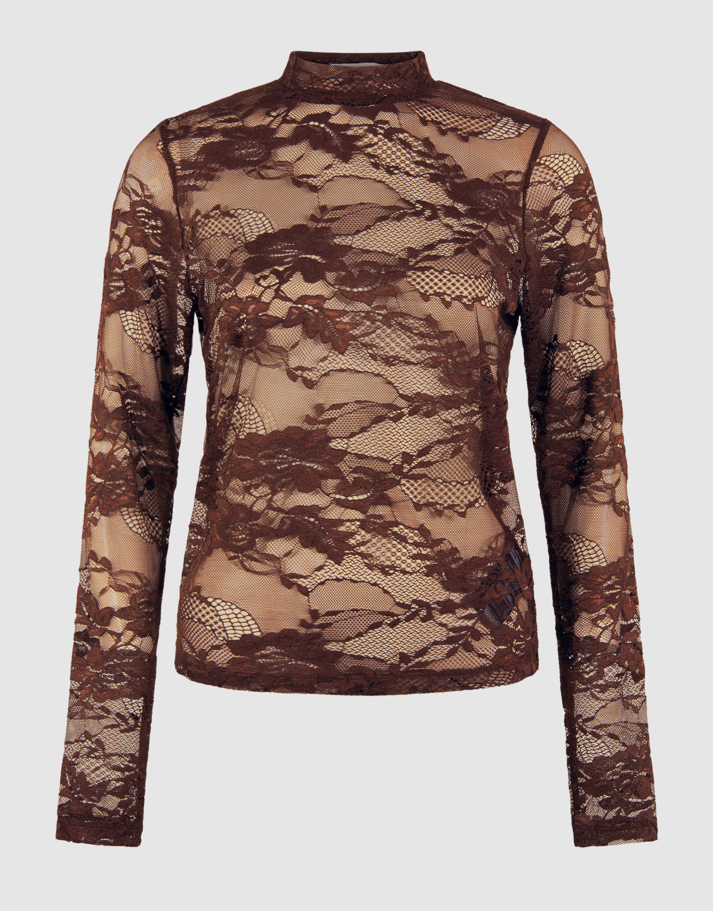 Braunes Spitzentop mit Blumenmuster SHOEBY WOMEN