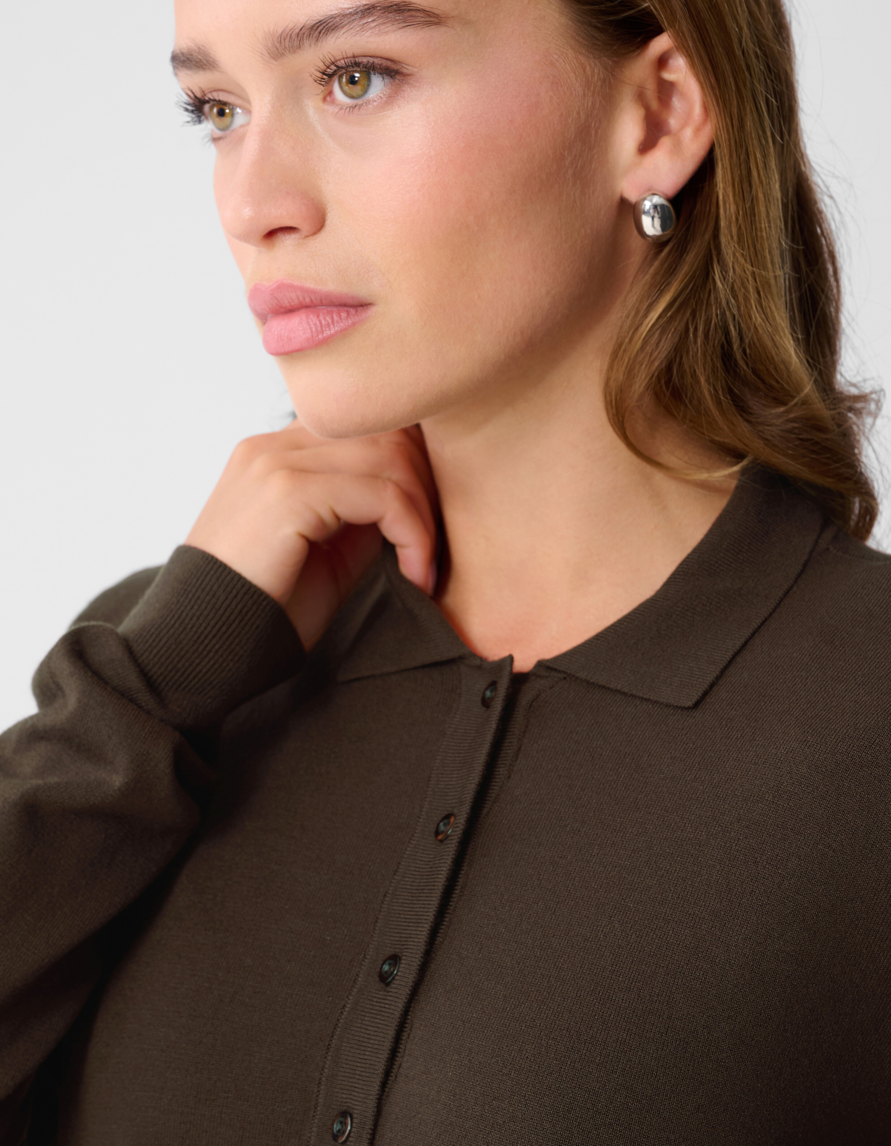 Langarm-Poloshirt Dunkelbraun von Monica SHOEBY WOMEN