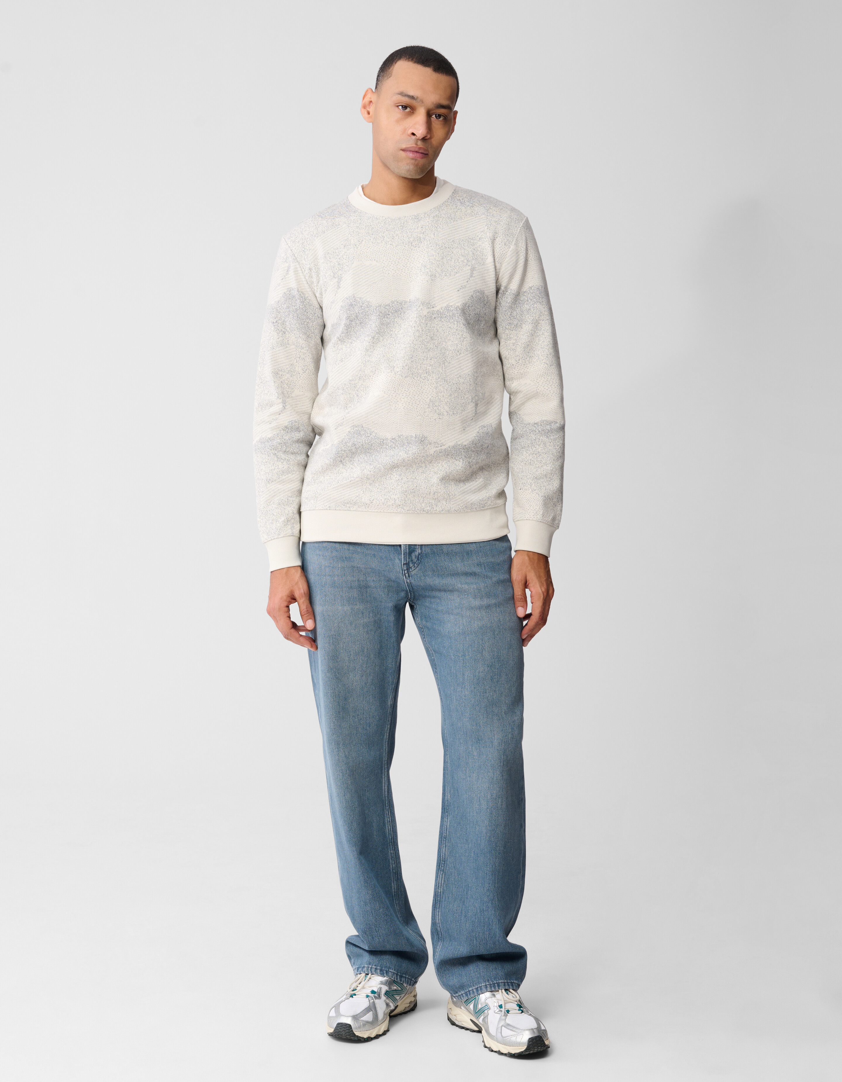 Jacquard Camouflage-Pullover Gebrochen Wei&szlig; SHOEBY MEN