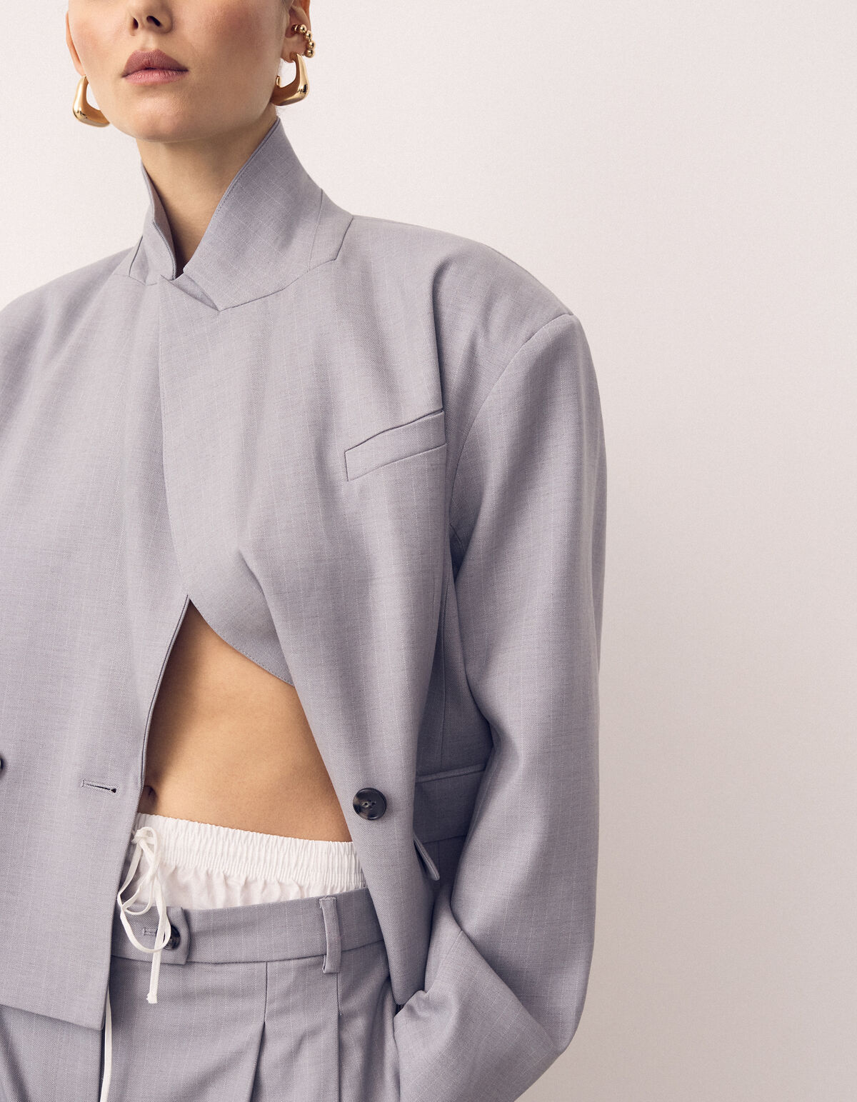 Pinstripe Barrel Fit Hose Hellgrau SHOEBY WOMEN