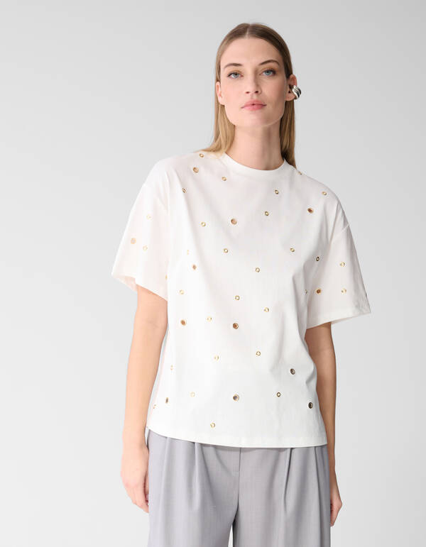 Oversized T-Shirt mit &Ouml;sen Wei&szlig; SHOEBY WOMEN
