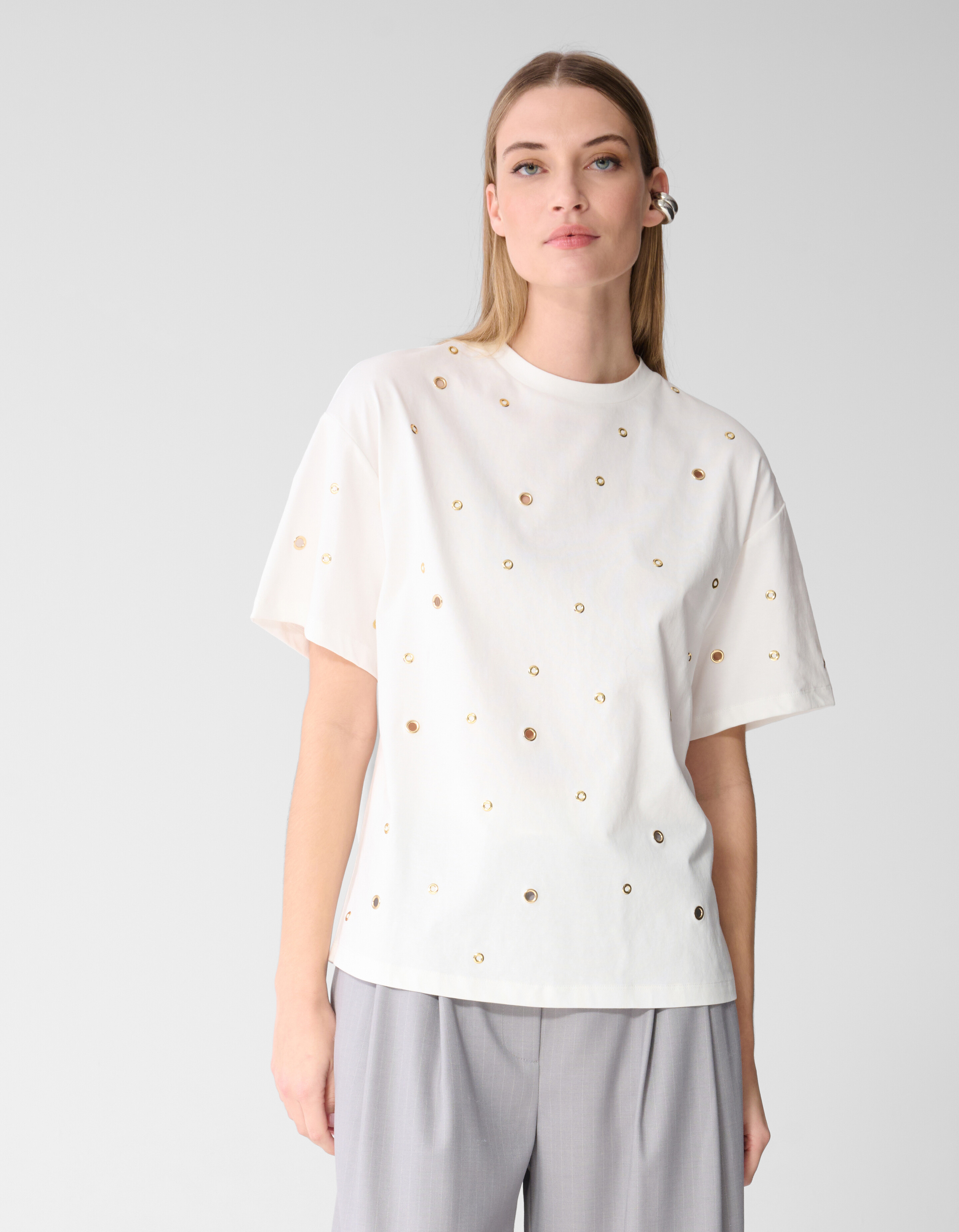 Oversized T-Shirt mit &Ouml;sen Wei&szlig; SHOEBY WOMEN