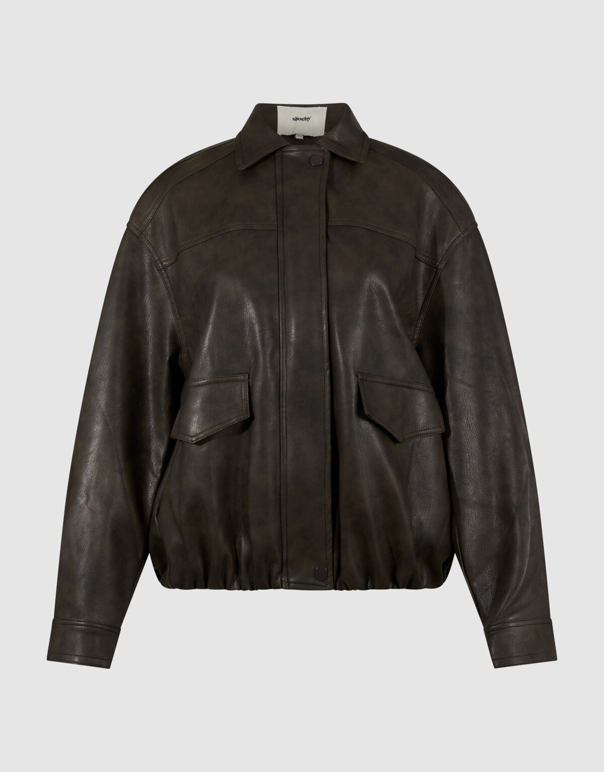 Washed Vegan Leder Bomberjacke Braun SHOEBY WOMEN