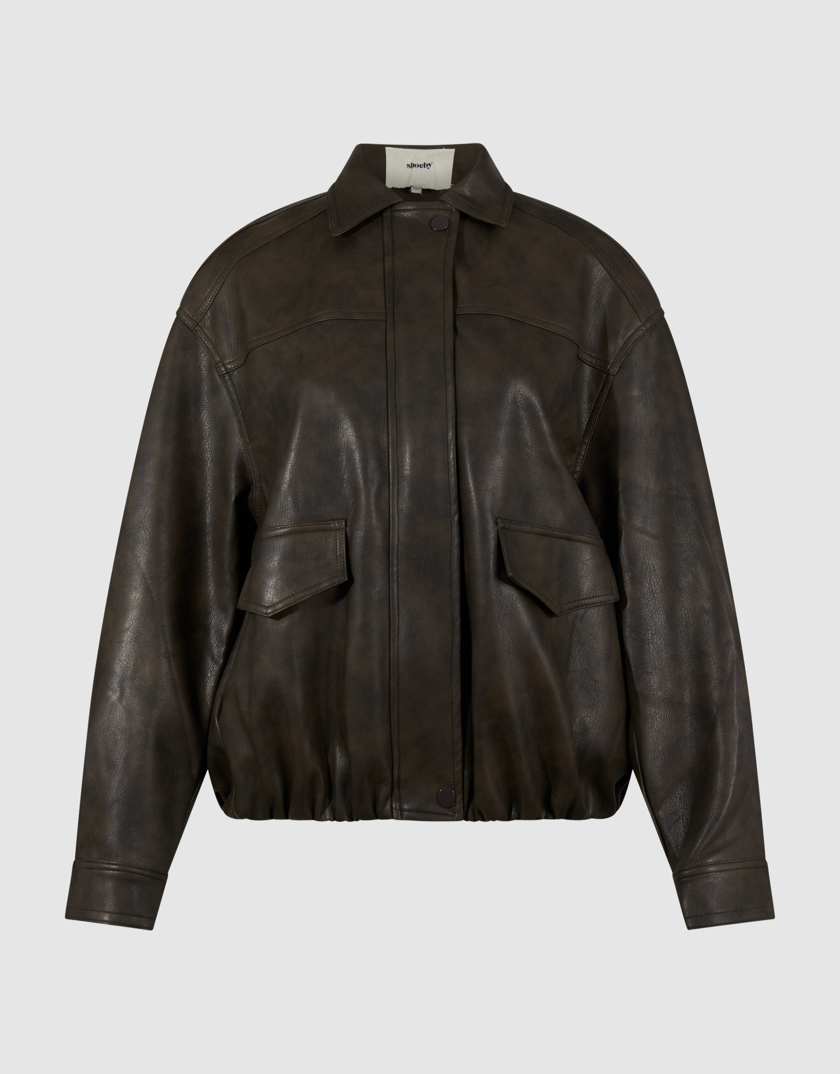 Washed Vegan Leder Bomberjacke Braun SHOEBY WOMEN