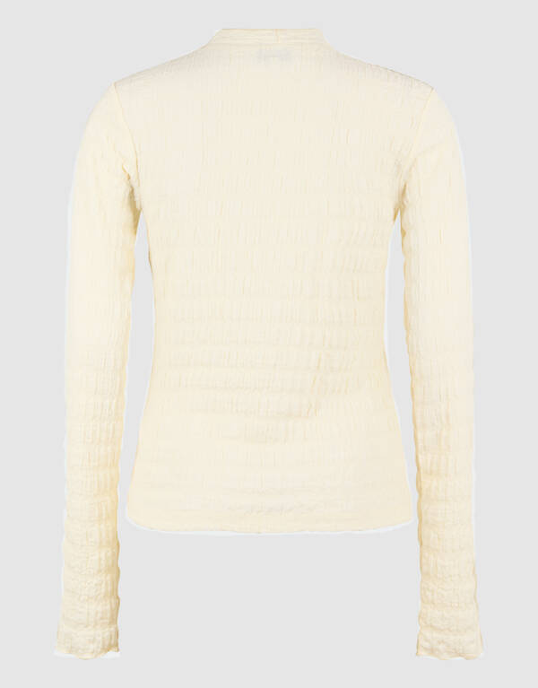 Struktur Langarmshirt Top Gebrochen Wei&szlig; SHOEBY WOMEN