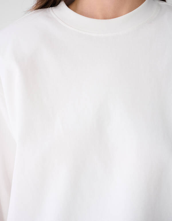 Oversized Basic Langarmshirt Wei&szlig; SHOEBY WOMEN