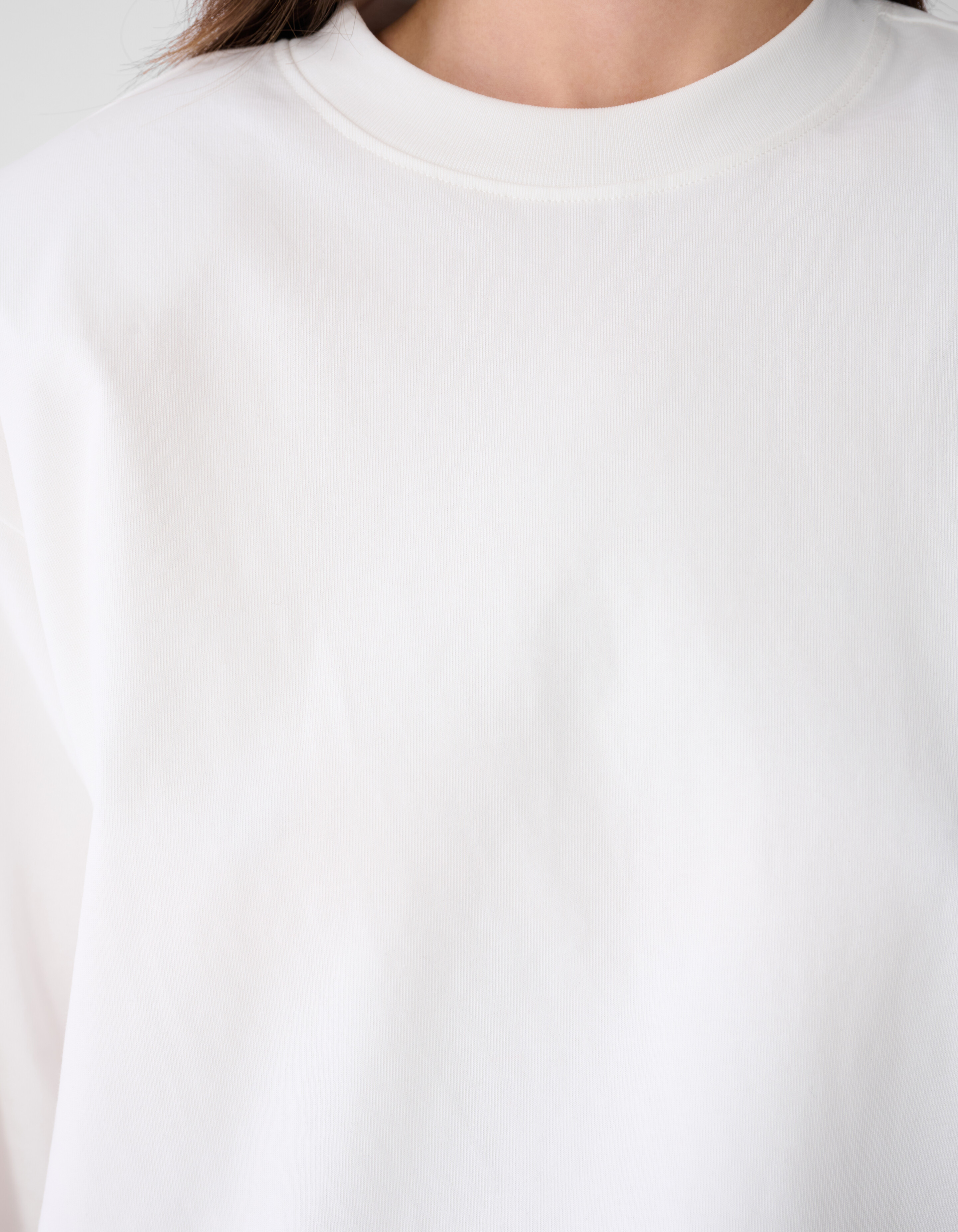 Oversized Basic Langarmshirt Wei&szlig; SHOEBY WOMEN