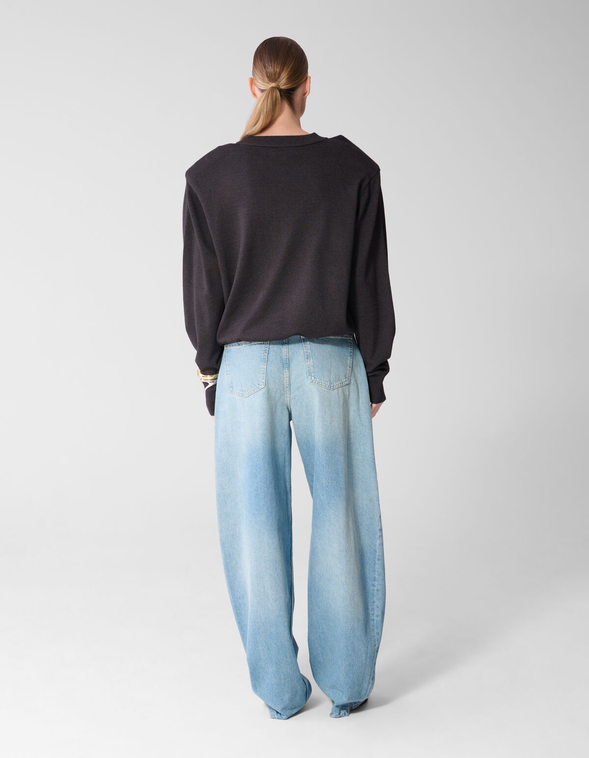 Shoulderpadded Strickpullover Dunkelgrau SHOEBY WOMEN