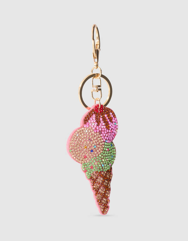 Eiscreme Strass Schl&uuml;sselanh&auml;nger Braun SHOEBY ACCESSOIRES